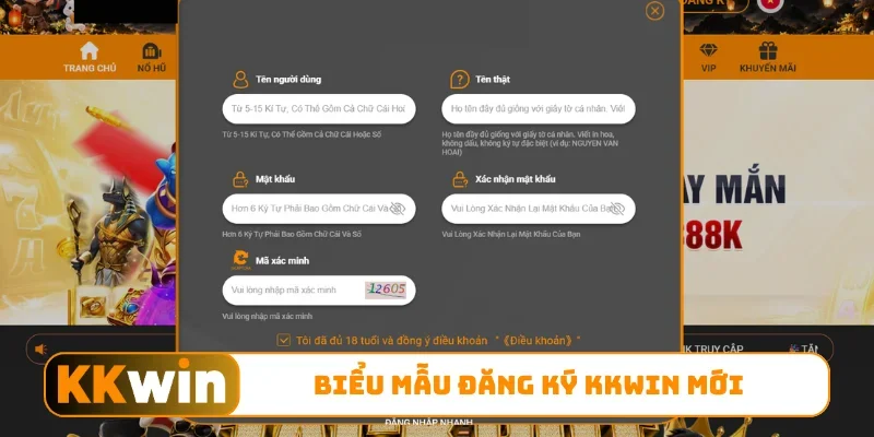Biểu mẫu đăng ký KKWIN mới