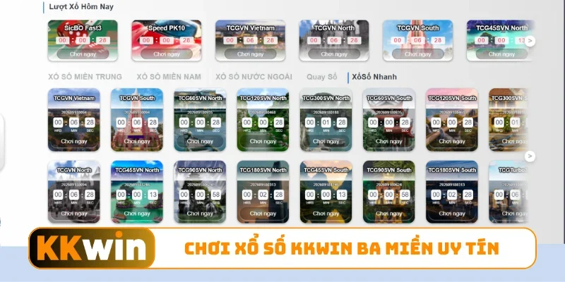 Chơi xổ số KKWIN ba miền uy tín