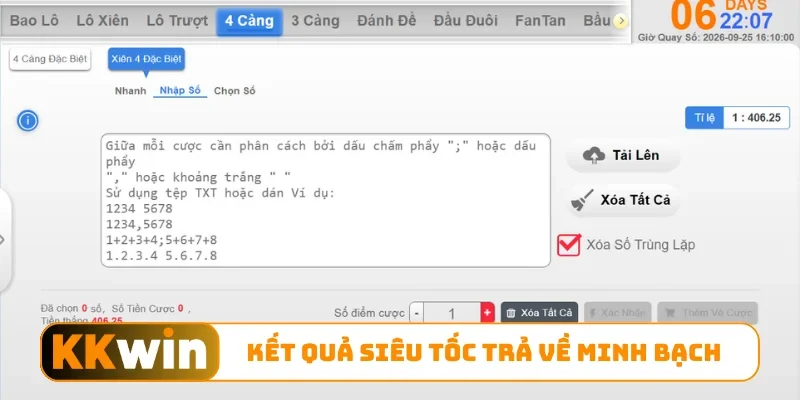 Kết quả siêu tốc trả về minh bạch