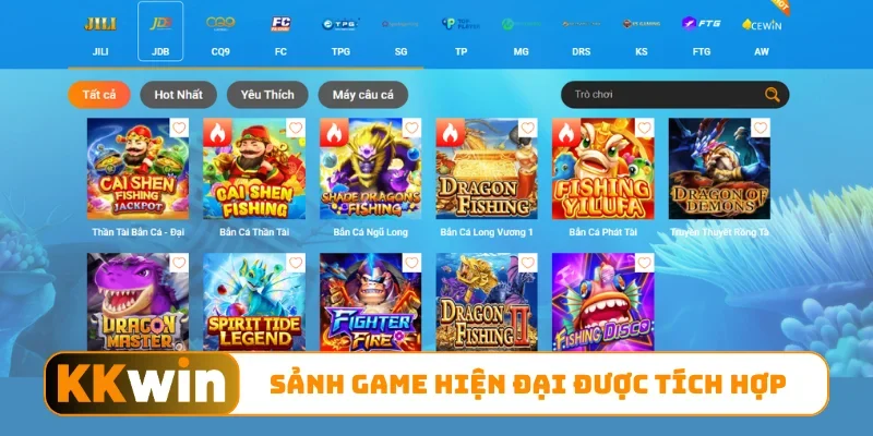 Sảnh game hiện đại được tích hợp