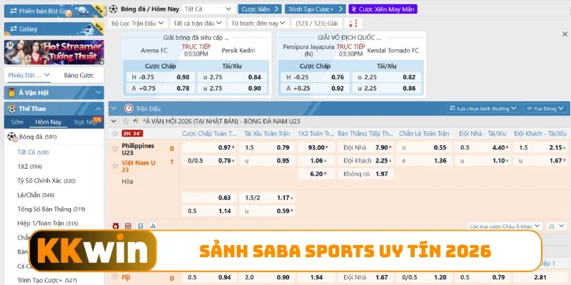 Saba Sports - Trải Nghiệm Cá Độ Thể Thao Trực Tuyến Uy Tín 1 Sảnh SABA Sports uy tín 2026