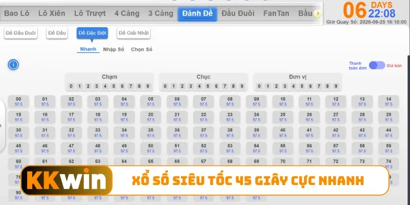 Xổ số siêu tốc 45 giây cực nhanh